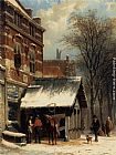 Cornelis Springer The Smithy of Culemborg in the Winter painting